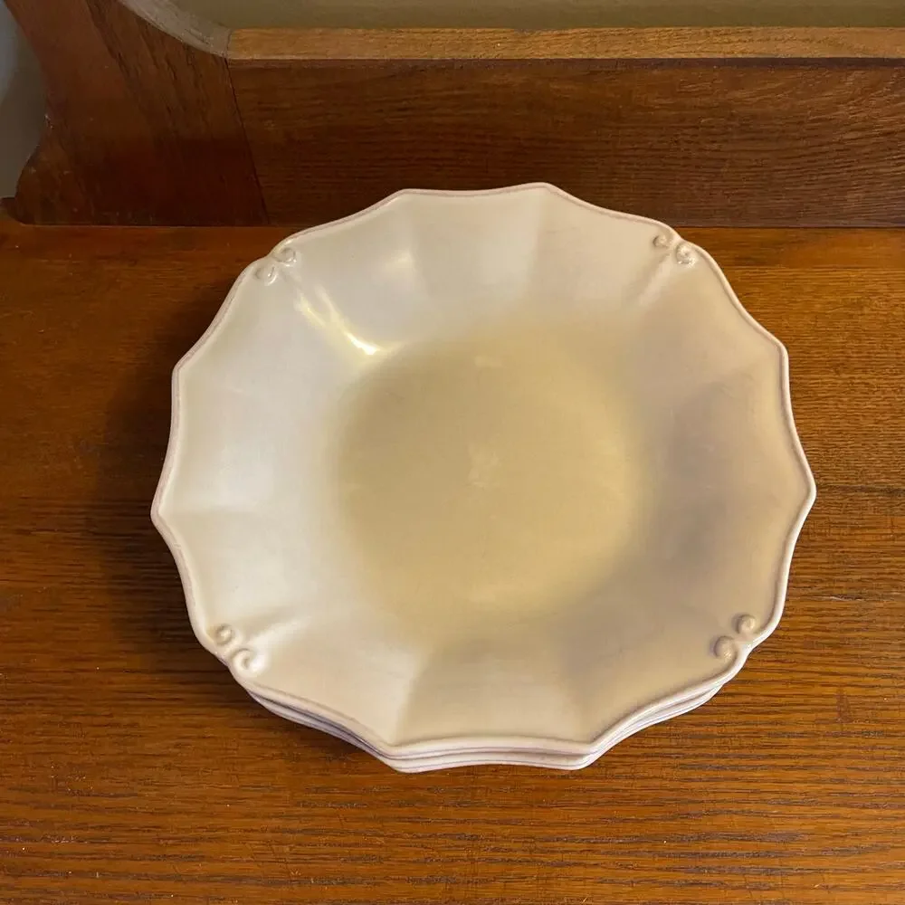 Casafina Casa Stone Vintage Port Cream Portuguese Stoneware Set of 4 Soup Bowls